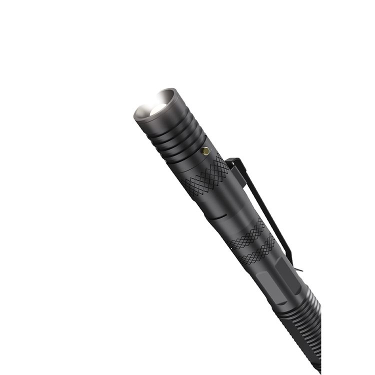 Porodo LifeStyle Multi-Function Tactical Pen 6-in-1 with SMD Bulb, Flashlight, Holder, Pen, Whistle, Bottle Opener and Safety Hammer, 25 Lumens, 3 Hours Working Time - Black