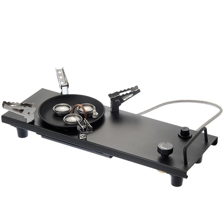 طقم طهي بورودو مع موقد مزدوج طاولة تخييم بلهب قابل للتعديل، إشعال كهربائي، محمول وسهل الحمل، تنظيف سهل بالمسح، طول خرطوم الغاز 65 سم، تصميم متعدد الوظائف - أسود