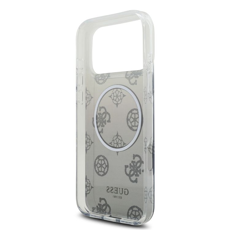 Guess MagSafe PC & TPU Case with Gradient Peony & Glitter Pattern for iPhone 17 Pro Max, Comfortable Grip, Drop Protection, Sustainable Packaging, Easy Snap-On, Slim Profile, Lightweight Design - Black