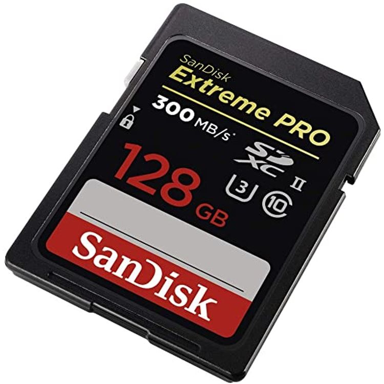 SanDisk Extreme PRO 128 GB up to 300MB/s UHS-II Class 10 U3 SDXC Memory Card, SDSDXPK-128G-GN4IN