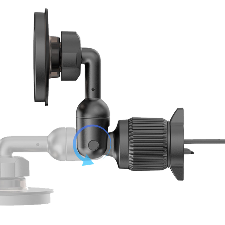 Powerology Logan 360° Rotation Head MagSafe Car Phone Holder with Strong Magnetic Hold, 4 Flexible Rotating Joints, Adjustable Viewing Angle, One-Handed Operation, Air Vent Clip, 18× N52 Powerful Magnets, Horizental & Vertical, 18N Magnetic Force, ABS+ PC+ Aluminum Material - Black