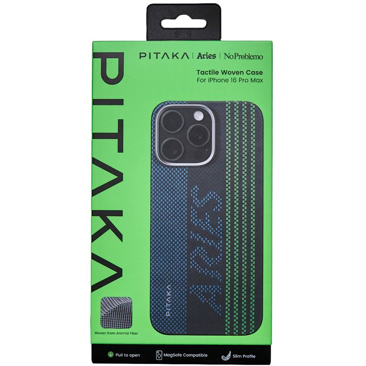 Pitaka Aries Tactile Woven Case for iPhone 16 Pro Max, MagSafe Compatibility, Slim & Lightweight, Secure Grip, Raised Edge Camera - Credit Card