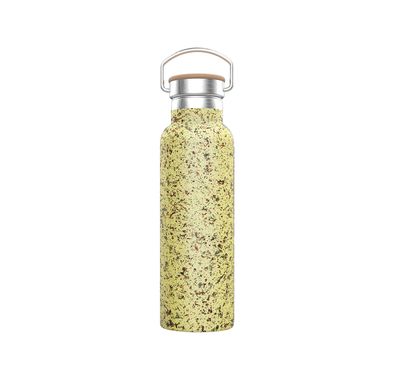 Green Lion Portable Pattern Water Bottle with 600mL Capacity, Stainless Steel Material, Up to 6 Hours Hot & Cold Insulation, Easy To Carry & Clean, High Durability - Lemon Yellow