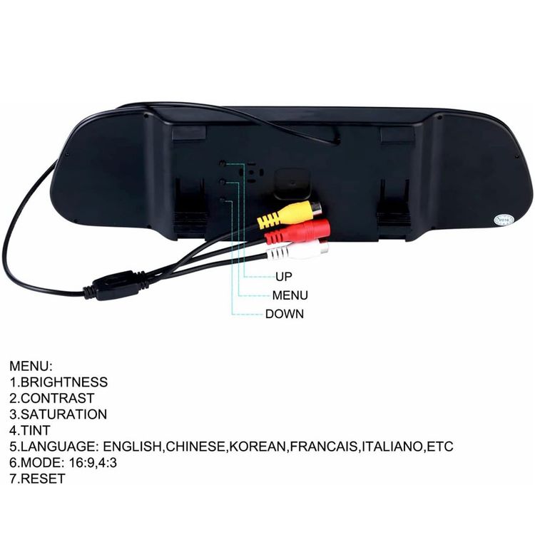 CLAYTON 4.3″ TFT LED Car Rearview Mirror Monitor, Car Rear Backup Parking Camera