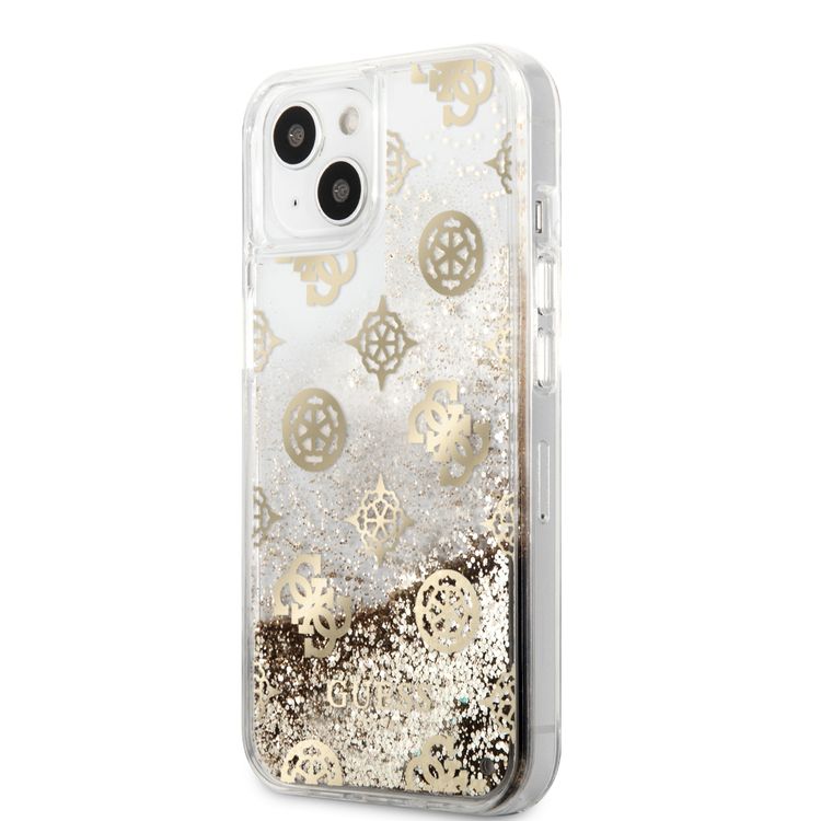 CG MOBILE Guess Liquid Glitter Case Electroplated Peony Logo Compatible for iPhone 13 (6.1") Anti-Scratch, Easy Access to All Ports, Shock Absorption