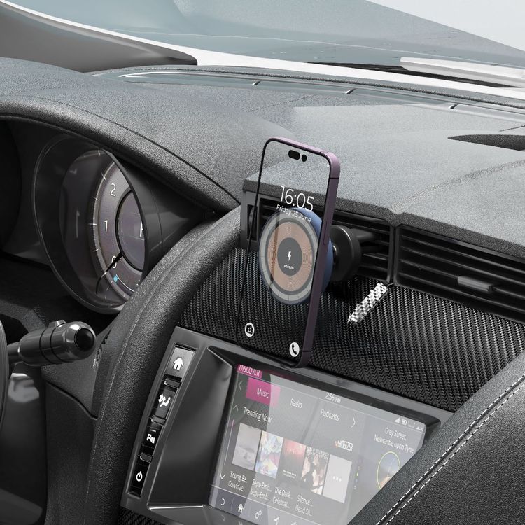 Porodo Lucid Magsafe Car Mount Car Charger - Black