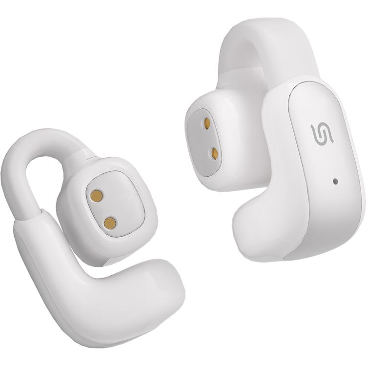 Porodo Soundtec FlexFit Open-Ear Wireless Earbuds with Clip-On Design, Up to 1 Hour Charging Time, 5.5 Hours Play Time, 3.5 Hours Talk Time, Bluetooth Version 5.4, 10m Transmission Range, Ergonomic Fit, Touch Control - White