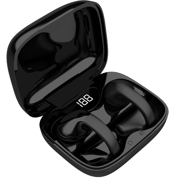 Porodo Soundtec TWS Ear Clip, 10m Transmission Range, Bluetooth V5.3, Up to 24 Hours Play Time, 300mAh Battery Capacity - Black