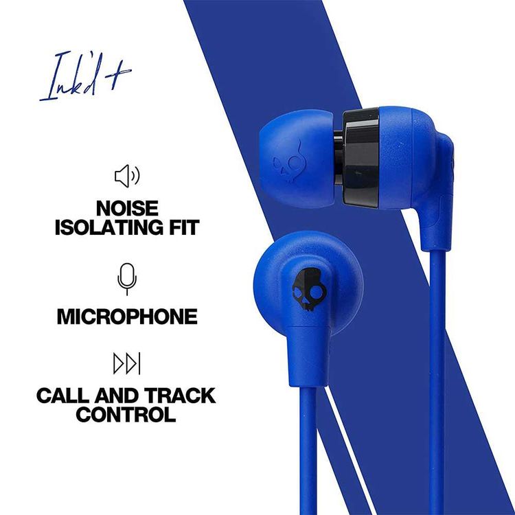 Skullcandy Ink'd+ In-Ear Earbuds with Microphone - Blue