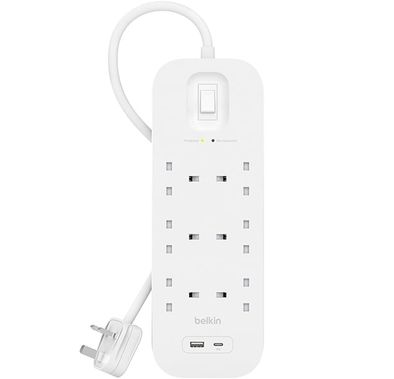 Belkin Connect Surge with USB-C and USB-A Ports 18W 6x AC Outlet - White