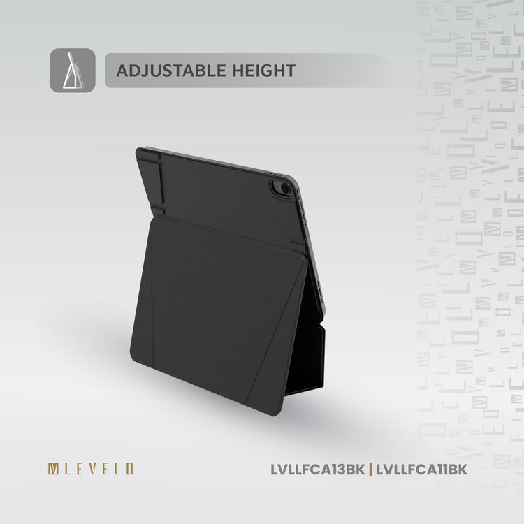 Levelo Luxora Folio Case for iPad Air 13", Strong Magnetic Hold, Multi-Fold Design, Adjustable Height - Black