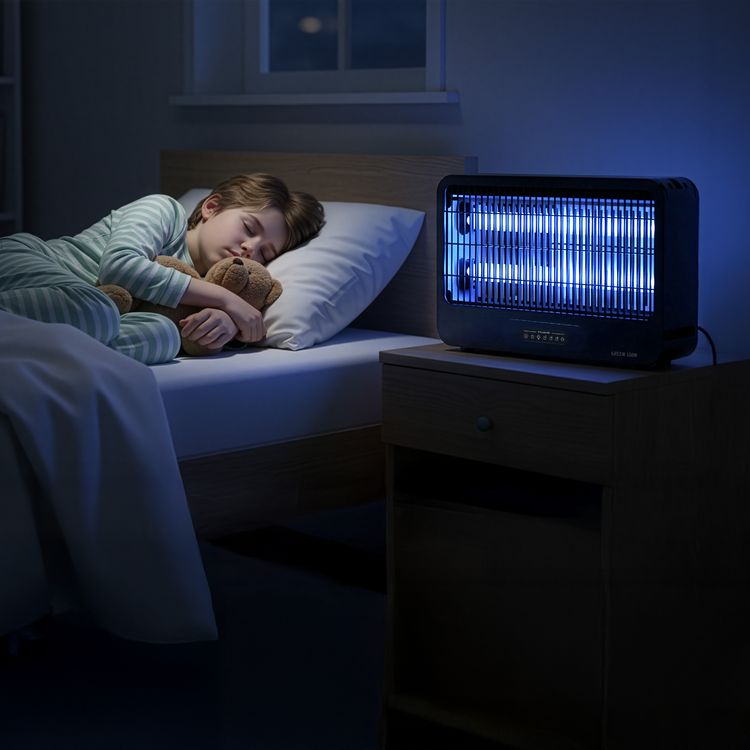 Green Lion Barq Insect Killer with 3500V High Voltage, 20W Power, 100m² Effective Coverage, 365nm UV Light, 360° Mosquito Trap, Protective Safety Grille, Easy-Clean Tray, Timed Auto Shut-Off, Low-Noise Operation, Long-Lasting UV Lamp, Tabletop or Hanging Use - Black