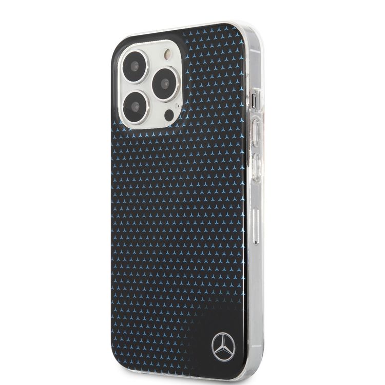 CG MOBILE Mercedes Benz PC/TPU Case with Black Stars Pattern Compatible for iPhone 13 Pro (6.1") Anti-Scratch, Easy Access to All Ports, Drop Protection & Shock Absorption