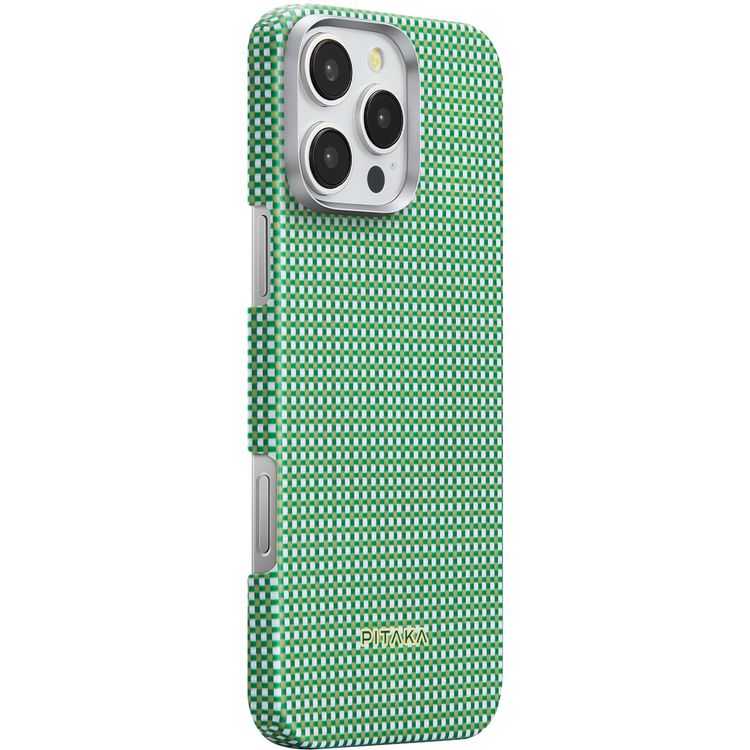 Pitaka Ultra Slim Case for iPhone 16 Pro, Compatible with MagSafe, 3D Grip Textured, Raised Camera Lip - Forest Green 
