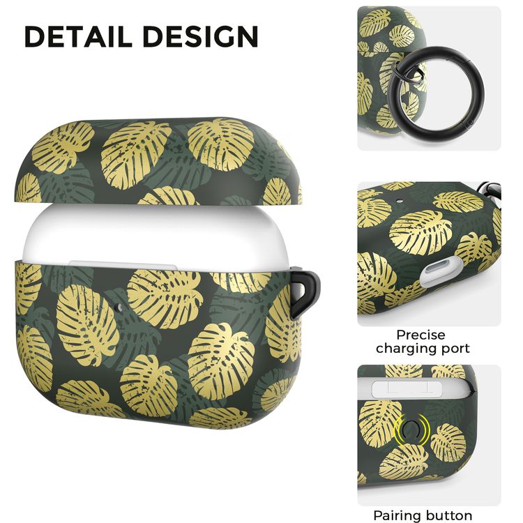 AhaStyle Premium TPU IMD Patterns Case with Anti-Lost Ring Compatible for AirPods Pro, Scratch Resistant, Shock Absorption, Drop Protection, & Dustproof Protective Hard Shell