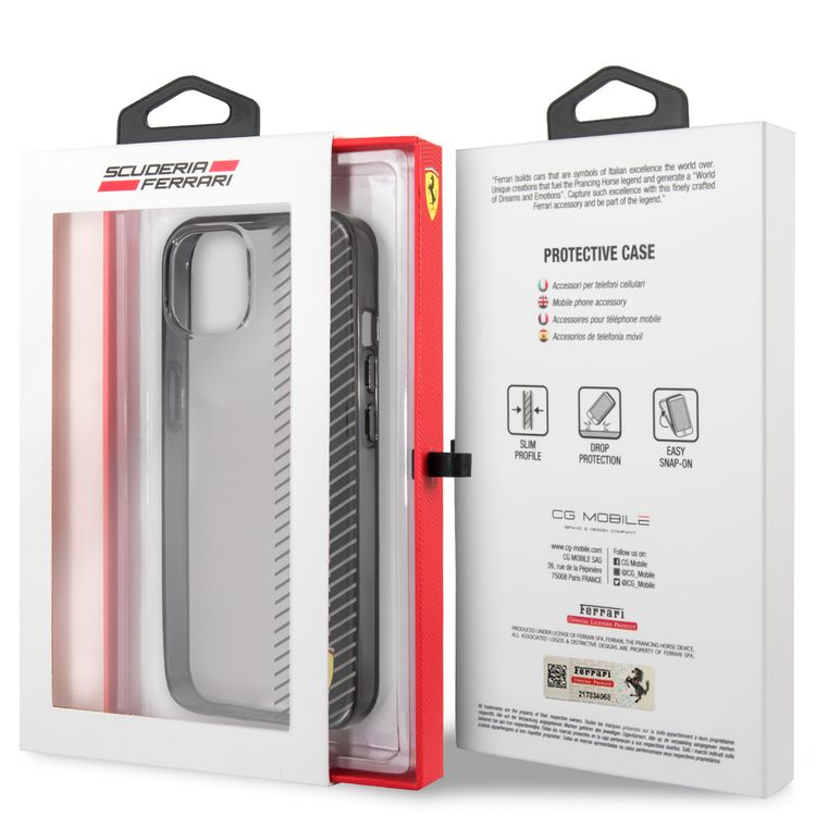 CG MOBILE Ferrari Transparent Hard Case Gradient Print Logo Compatible for iPhone 13 Mini (5.4") Scratches Resistant, Easy Access to All Ports