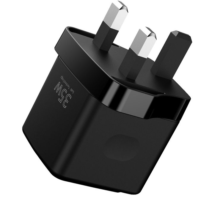 Porodo GaN Wall Charger with USB-A & USB-C Ports, 35W Power Delivery, Built-in Safeguards, Fast Charge Support, Multiple Device Charging, Digital Display - Black