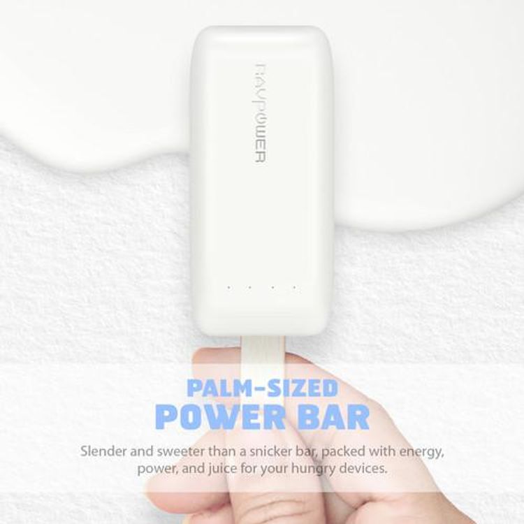 باور بانك RAVPower سعة 6700 مللي أمبير مع تقنية iSmart 2.0، مؤشرات بطارية LED مدمجة، تصميم بحجم راحة اليد، مدخل Micro-USB 2A ومخرج USB-A 2.4A - باللون الأبيض