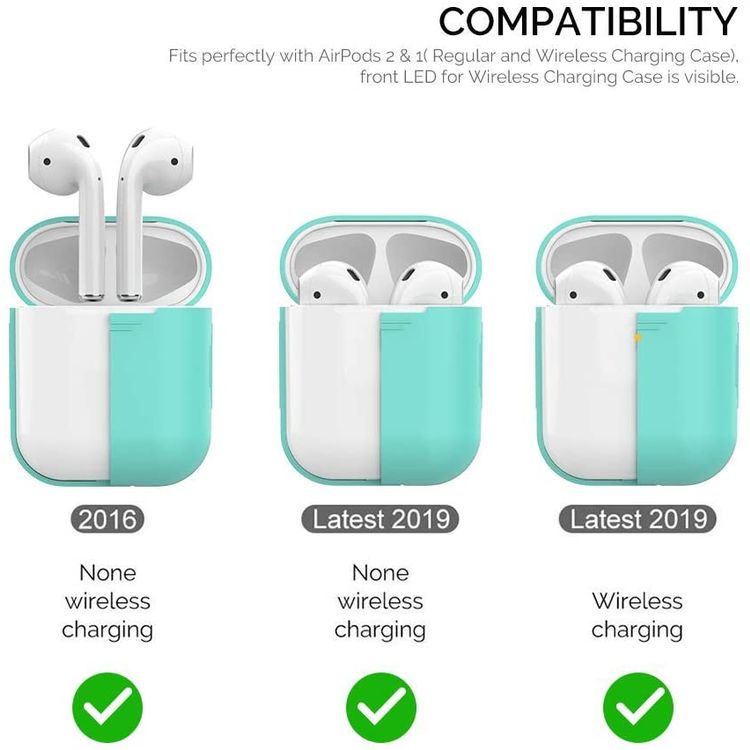 AhaStyle Premium Silicone Case Compatible for AirPods 1/2 Generation, Scratch Resistant, Drop Resistant, Dustproof and Absorbing Protective Cover - Mint Green