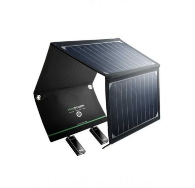 RAVPower 16W Dual USB Solar Charger ( Online Packaging ) (RP-PC008-BK(OP)) - Black