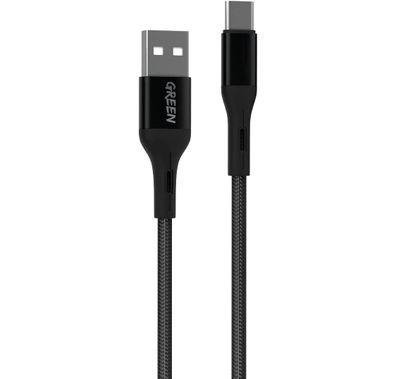 Green Lion Charging Cable, Braided USB-A to Type-C Cable, Fast Charging Cord, Ultra-Fast Charge Cable, Over-Current Protection, Data Cable Compatible for Type-C Devices - Black