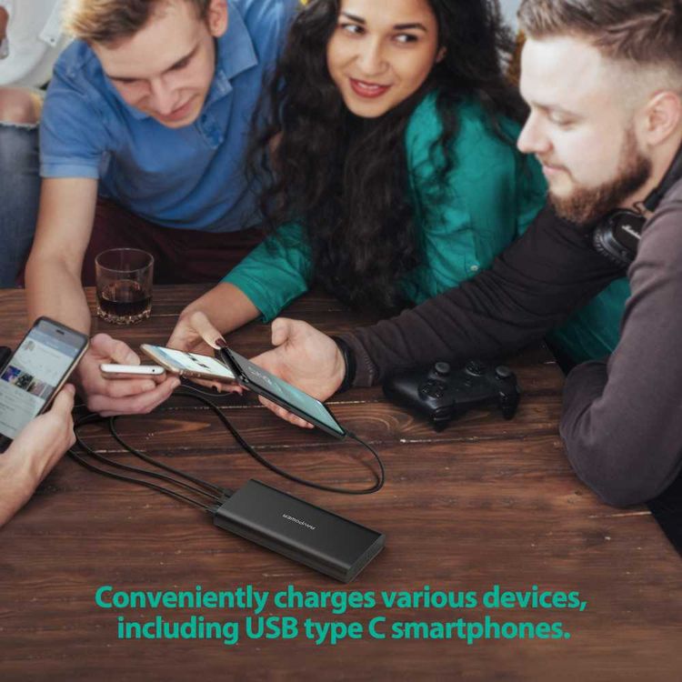 RAVPower Ace Series Portable Charger Power Bank 26800mAh with Dual Input & LED Battery Level Indicator - Type-C Compatibility - iSmart Double-Quick Recharge Powerbank - Black