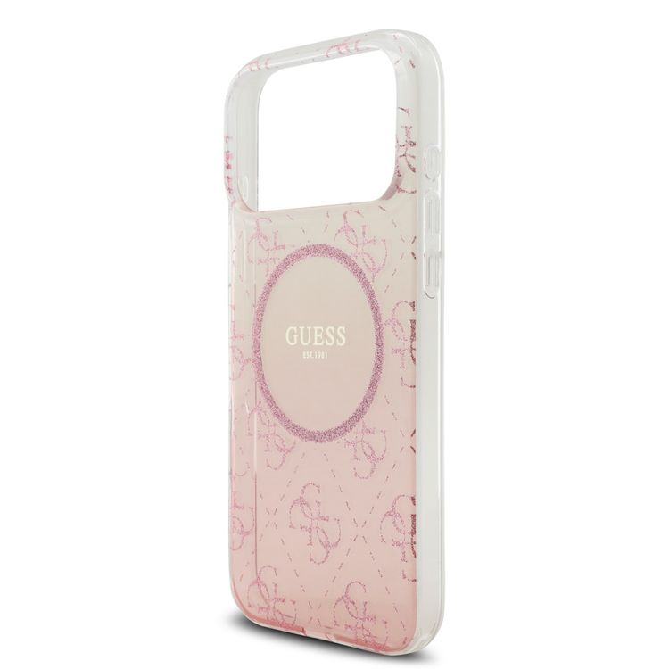 Guess MagSafe PC & TPU Case with Gradient Glitter for iPhone 17 Pro, Drop Protection, Slim Profile, Comfortable Grip, Sustainable Packaging, Easy Snap-On, Lightweight Design - Pink