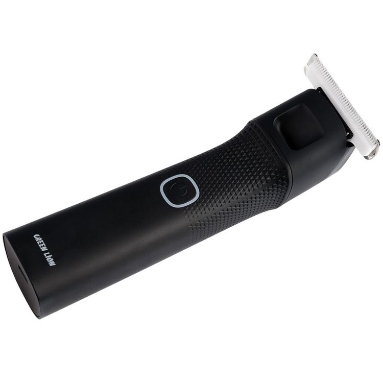 Green Lion 3-in-1 Body Trimmer with 3 Detachable Heads, 120 Minutes Working Time, 7000RPM Motor Speed, IPX7 Waterproof, Built-in LED Light, Stainless Steel Blades - Black