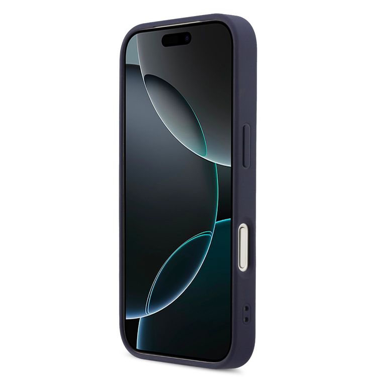 جراب Guess من الجلد الصناعي بتقنية MagSafe مع شعار 4G مثقّب لهاتف iPhone 17 Pro Max، سهل التركيب، حماية من السقوط، تصميم نحيف، قبضة مريحة، خفيف الوزن - لون كحلي