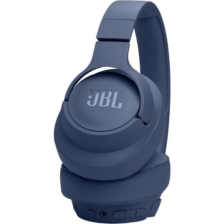 JBL Pure Bass Sound Wireless Over-Ear Headphones, Hands-Free Call, Detachable Cable, Built-in Microphone, Adaptive Noise Cancelling - Blue