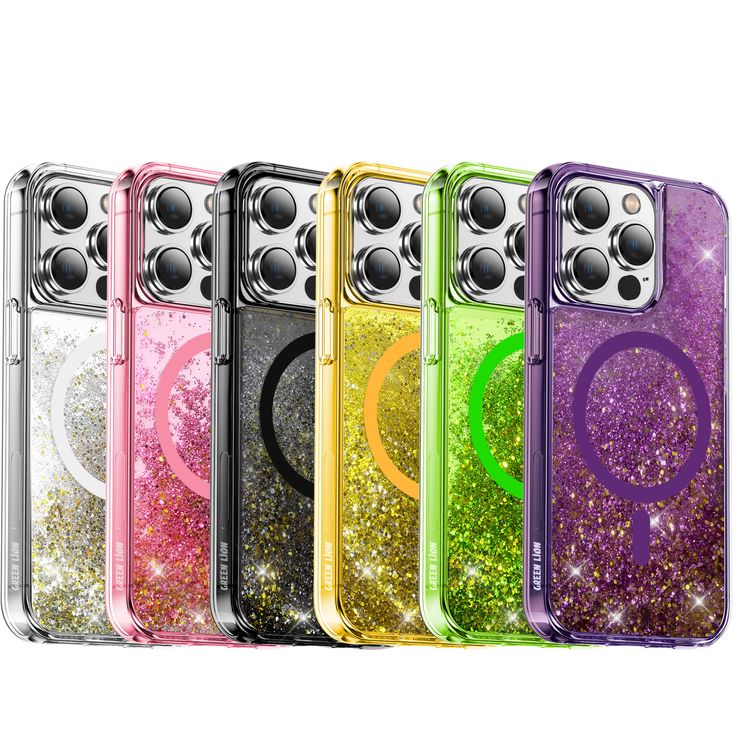 Green Lion Magnetic Happiness 3D Glitter Resin Case for iPhone 14 Plus - Gold