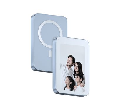 Green Lion Power Frame 5000mAh Power Bank with 4 Color E-Ink Display, Bluetooth Version 5.0, Fast Charge Support, 20W Power Delivery, Aluminum Alloy & AG Glass Material - Blue