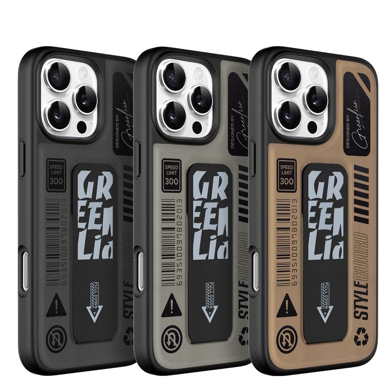 Green Lion Grip Pro MagSafe Case for iPhone 16 Pro Max, Foldable Leather Grip, 3800gs Force, Drop Protection & Shock Absorption, Anti Scratch - Black