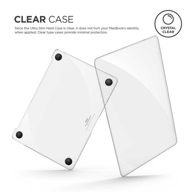 Elago Ultra Slim Hard Case Compatible w/ New Macbook Pro 13", Clear Case, Ultra Slim Case(1mm), Shockproof, Scratch Resistant, Cutout for Air Cooling, Bottom Case w/ Non-Slip Pads
