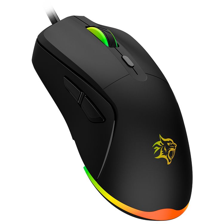 Porodo Gaming Wired Mouse with RGB Light, 7200 DPI, 3 Million Clicks Switch Life-time, 6 Programmable Buttons, 1.5m Braided Cable, 125Hz Polling Rate, Instant 725F Chip - Black