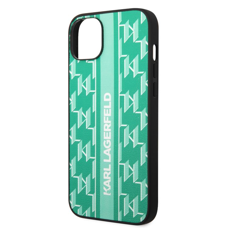 Karl Lagerfeld Grained PU Leather Case with Logomania Pattern iPhone 14 Compatibility - Black