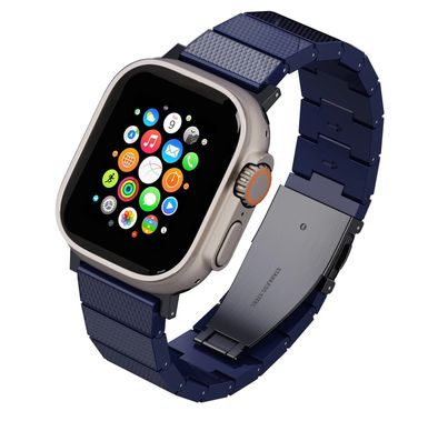 Levelo Fusion Resin Strap for Apple Watch 49/46 mm, Adjustment Tool, Hypoallergenic Material, Stainless Steel, Lightweight, Highly Durable, Anti-Oxidation Technology - Blue
