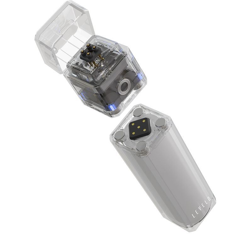 باوربانك Levelo SwapCell Pro بسعة 15000mAh مع ملحقات، 3 خلايا بطارية، قوة مغناطيسية قوية، ولاعة قوسية ورؤوس مصباح يدوي، خلية بطارية واحدة ورأس متضمن، شحن سريع - شفاف
