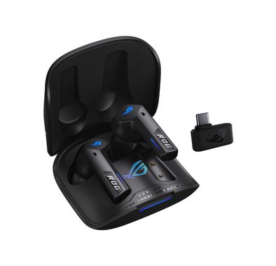 ASUS ROG Cetra True Wireless SpeedNova Earbuds with Adaptive Active Noise Cancellation, Dual-Mode Bluetooth &  2.4 GHz Wireless Connectivity, Up to 46 Hours Battery Life, Built-in Omnidirectional Microphone, ROG SpeedNova Wireless Technology, ASUS Aura RGB Lighting, Hybrid Multipoint - Black