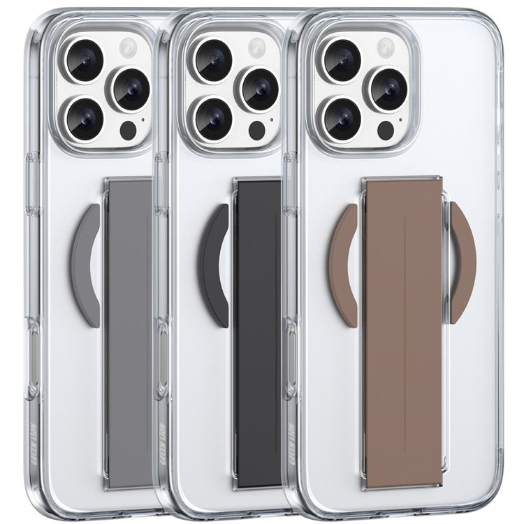 كفر حماية Green Lion MagSafe Grip لهاتف iPhone 16 Pro، شفاف مقاوم للاصفرار، حماية من الدرجة العسكرية، قبضة مريحة - تيتانيوم