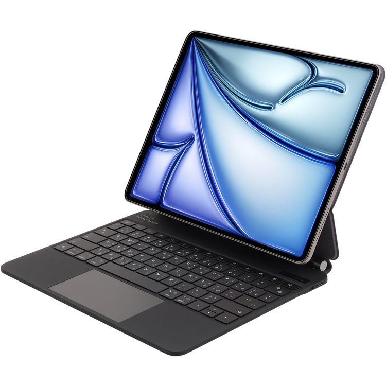 Levelo AeroBoard Saffanio Leather Wireless Keyboard for iPad Pro 12.9" & iPad Air 13" M3 (2025) with Multi-Gesture Trackpad, 300 Hours Standby Time, Up to 130° Adjustable Angle - Black