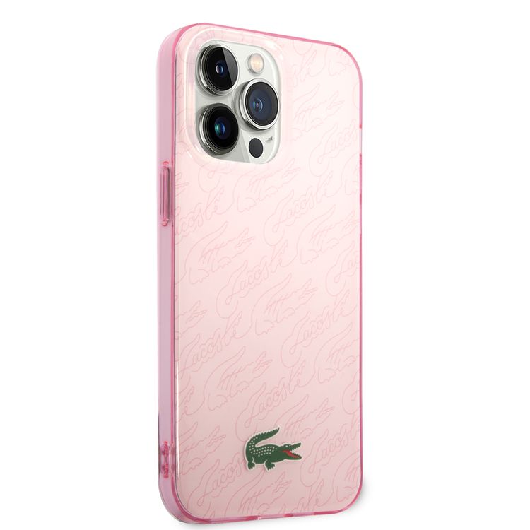 Lacoste Hard Case IML Double Layer & Dyed Bumper Signature Pattern - iPhone 14 Pro Max - Pink