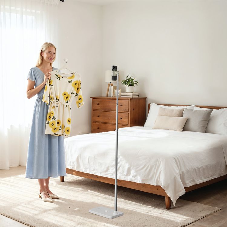 Porodo 360° Multifunctional Phone and Tablet Holder with Extendable Pole, Adjustable Height, Horizontal & Vertical, 270° Rotational Hinge, Stable & Secure Hold, Overhead Stand, 90° Continuous Hovering, ABS+ Aluminium Alloy+ Zinc Alloy Material - White