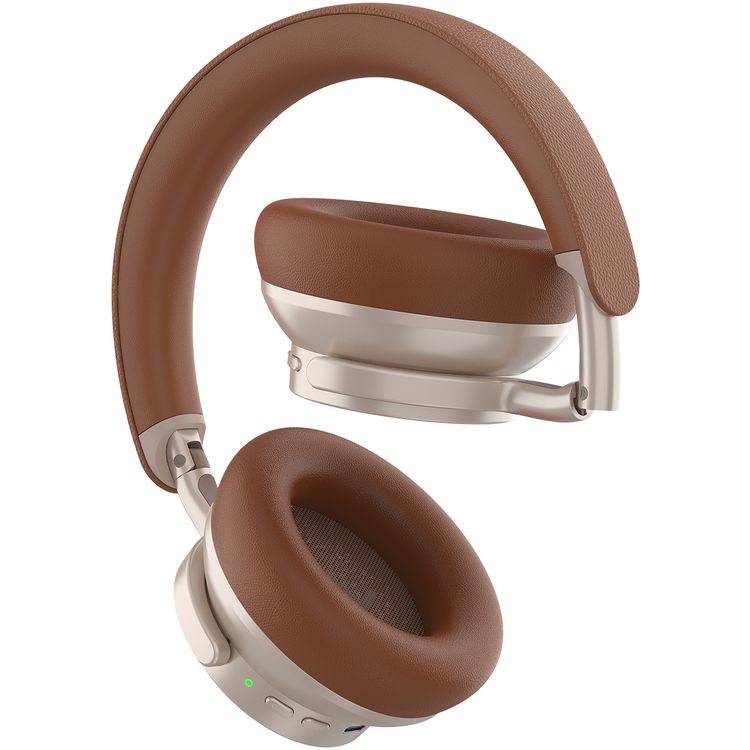 Powerology Astro ANC Wireless Headphones with Up to 40 Hours Play Time, Wireless & Wired Modes, Bluetooth Version 5.4, Customizable LED Lights, 600mAh Battery, Ergonomic Design, 95 Hours Standby Time, 40mm Driver Size - Khaki