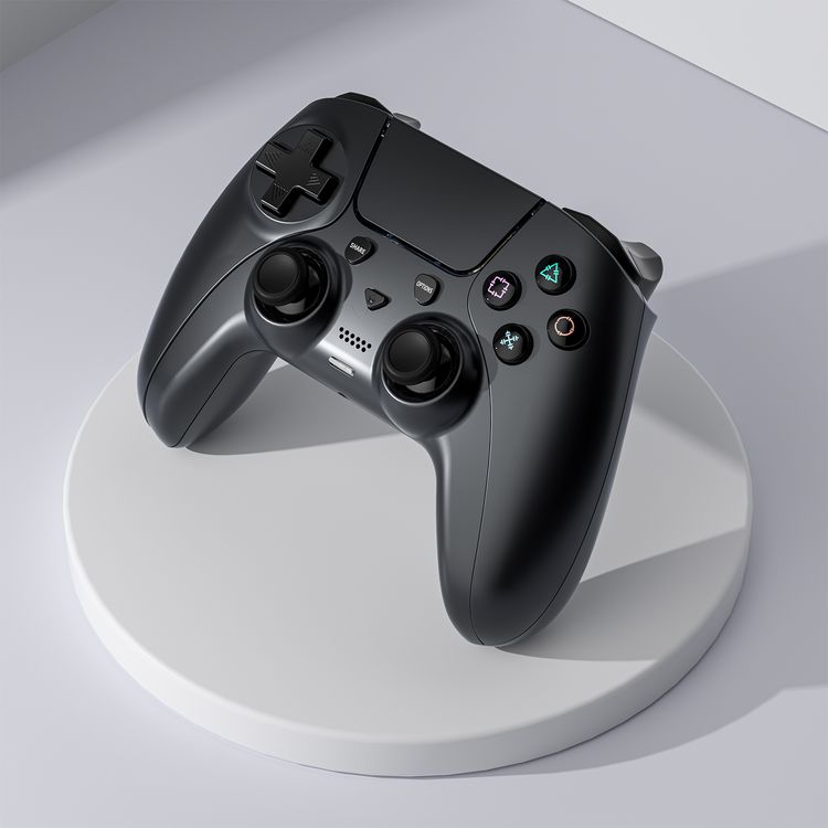 Porodo Gaming PS4 Wireless Gamepad Controller with Macro & Turbo Keys, 7 Hours Working Time, PS4, PS3 & PC Compatibility, RGB Lights, 600mAh Battery Capacity - Black