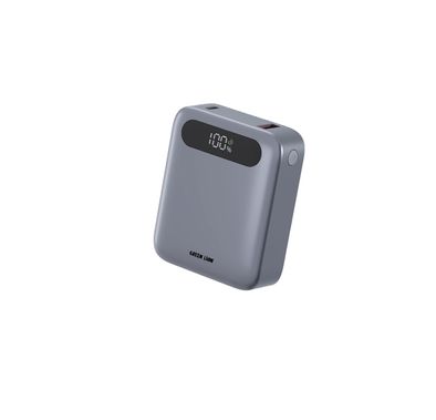 Green Lion Zuno 10000mAh Power Bank with Digital Display, 22.5W USB-A Output, 20W Power Delivery, Fast Charge Support, Flight-Approved, Mini Compact Design - Gray