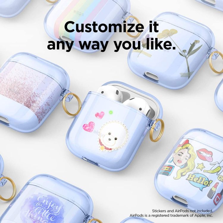 Elago Clear (TPU) Hang Case Compatible for Apple AirPods 1&2 Generation, Front LED Visible, Scratch Resistant, Drop Resistant, Dustproof and Absorbing Protective Cover