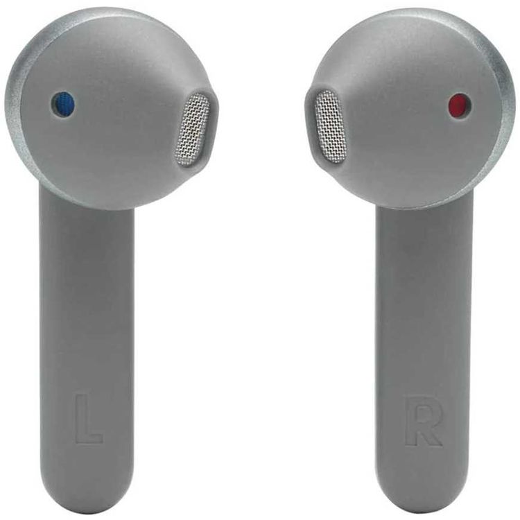 JBL T225 True Wireless Earbud Headphones, Pure Bass Sound, Bluetooth, 25-hours Battery Life, Dual Connect, Native Voice Assistant - Grey
