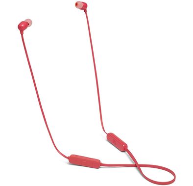 JBL T115BT Wireless In-Ear Headphones, Pure Bass Sound, 8 Hours Battery with Quickly Charge, Multi-point Connectivity, 3 Button Remote with Microphone - Coral