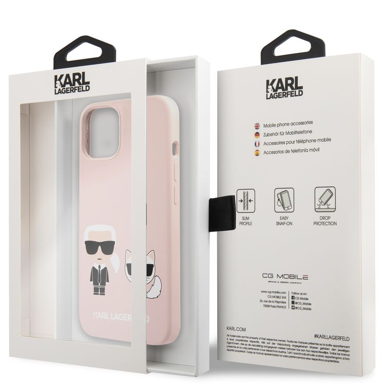 CG MOBILE Karl Lagerfeld Liquid Silicone Case Karl & Choupette Compatible for iPhone 13 Pro Max (6.7") Anti-Scratch, Easy Access to All Ports, Drop Protection & Shock Absorption